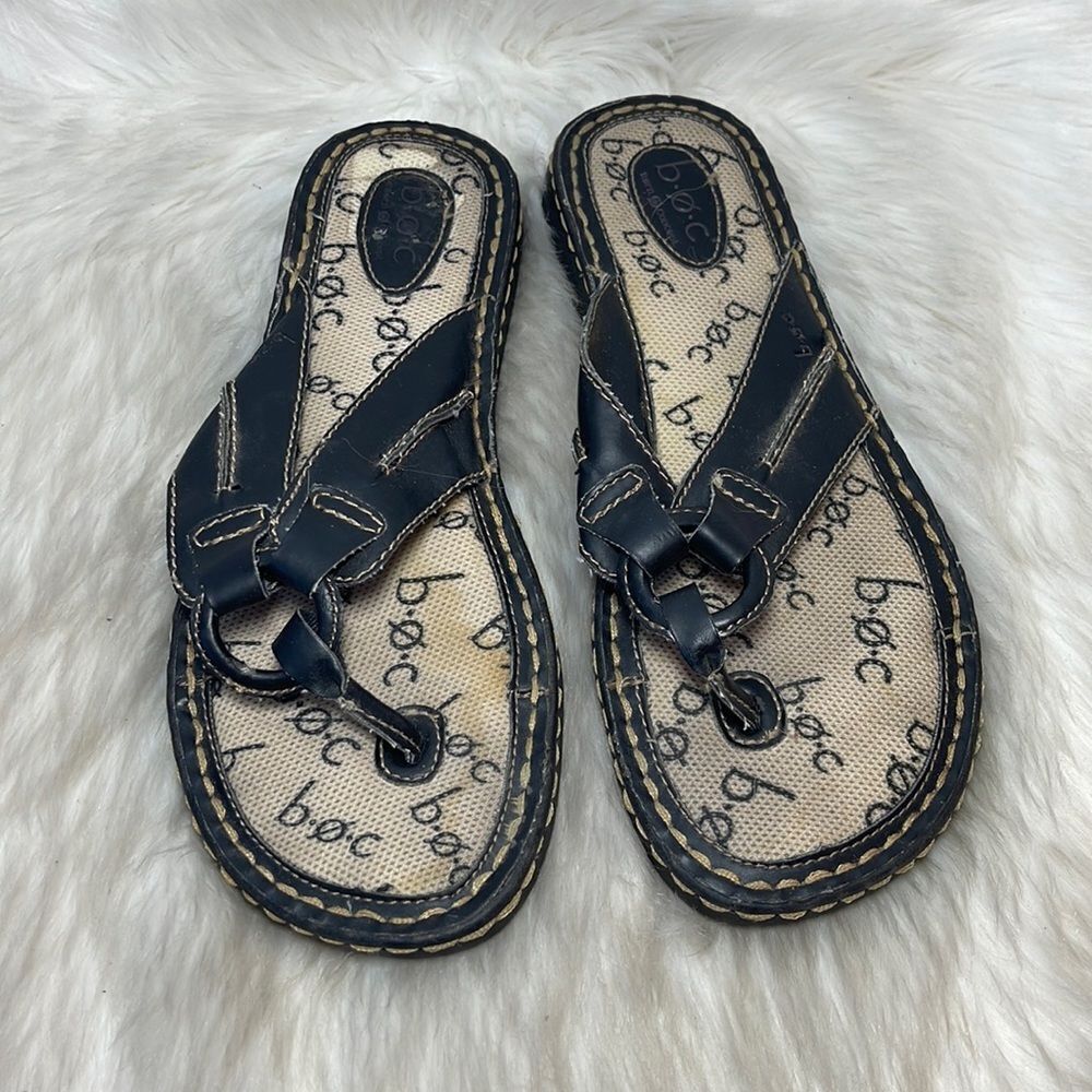 Born BOC Brown Leather O-Ring Thong Sandals Sz 9